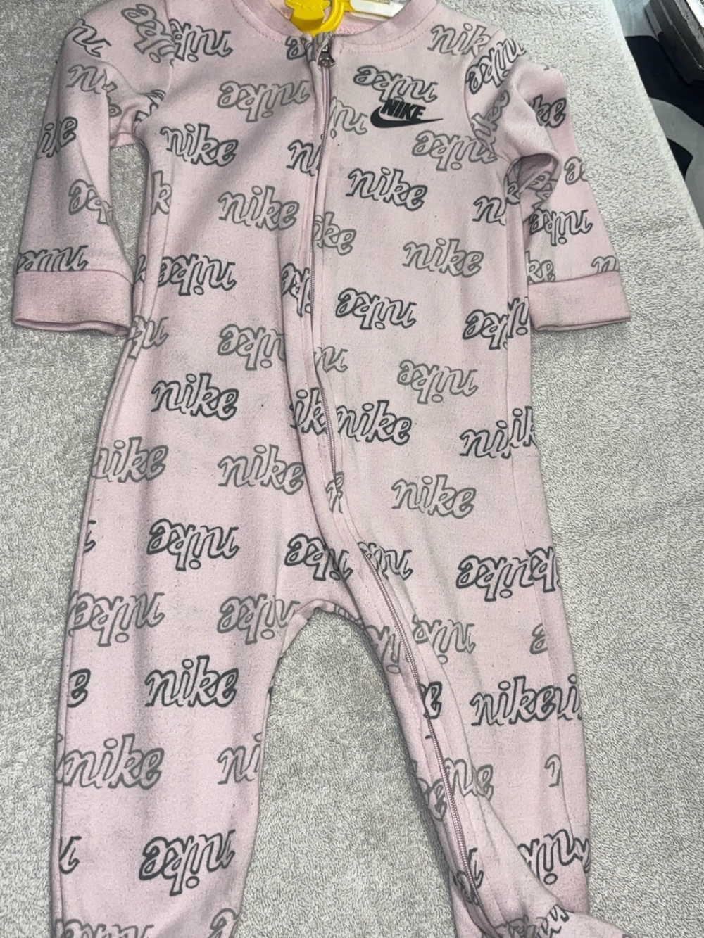 Nike Pink Logo Print Baby Footed One-Piece